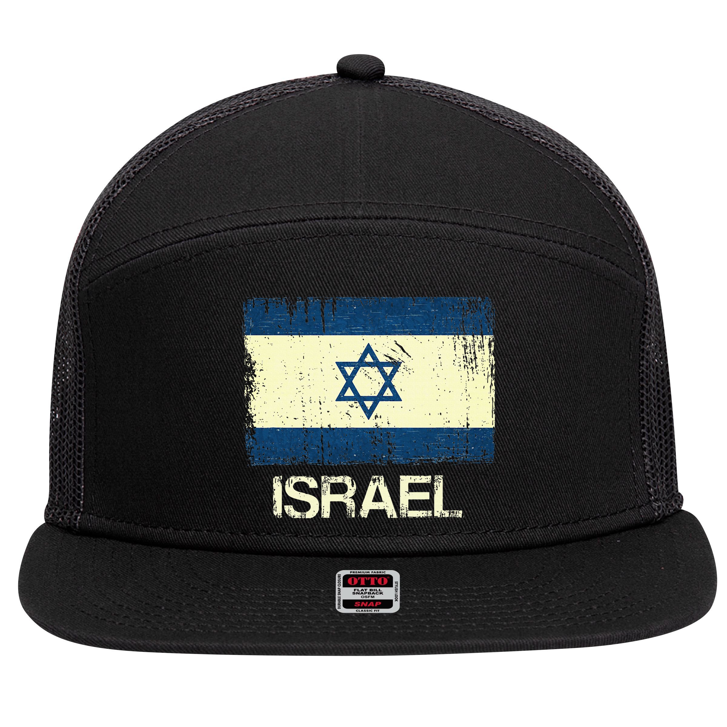 Israeli Flag  Vintage Israel 7 Panel Mesh Trucker Snapback Hat
