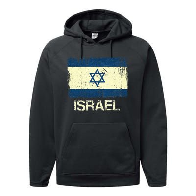 Israeli Flag  Vintage Israel Performance Fleece Hoodie