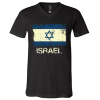 Israeli Flag  Vintage Israel V-Neck T-Shirt