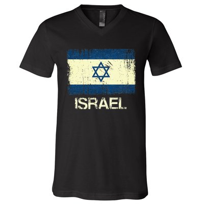 Israeli Flag  Vintage Israel V-Neck T-Shirt