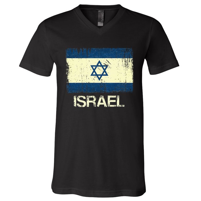 Israeli Flag  Vintage Israel V-Neck T-Shirt