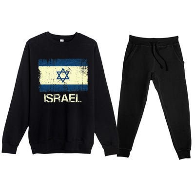 Israeli Flag  Vintage Israel Premium Crewneck Sweatsuit Set