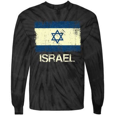 Israeli Flag  Vintage Israel Tie-Dye Long Sleeve Shirt