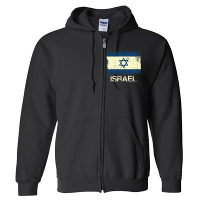 Israeli Flag  Vintage Israel Full Zip Hoodie