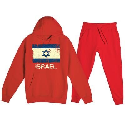 Israeli Flag  Vintage Israel Premium Hooded Sweatsuit Set