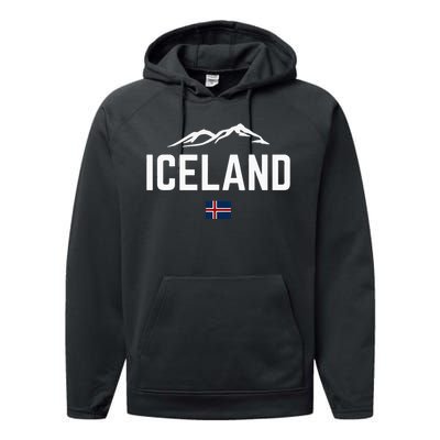 Iceland Flag Vintage Women Iceland Performance Fleece Hoodie