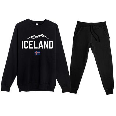 Iceland Flag Vintage Women Iceland Premium Crewneck Sweatsuit Set