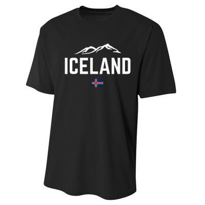 Iceland Flag Vintage Women Iceland Performance Sprint T-Shirt