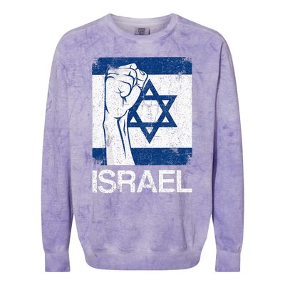 Israeli Flag Vintage Israel Colorblast Crewneck Sweatshirt