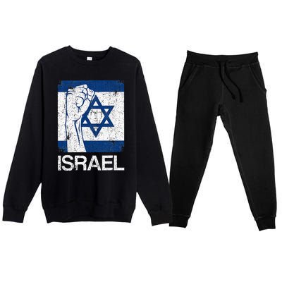 Israeli Flag Vintage Israel Premium Crewneck Sweatsuit Set