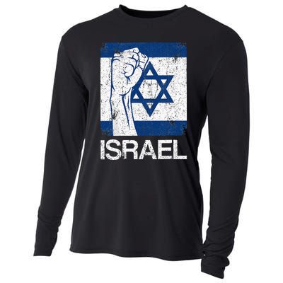 Israeli Flag Vintage Israel Cooling Performance Long Sleeve Crew