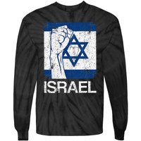 Israeli Flag Vintage Israel Tie-Dye Long Sleeve Shirt