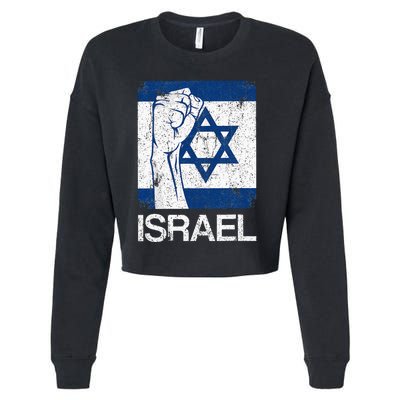 Israeli Flag Vintage Israel Cropped Pullover Crew