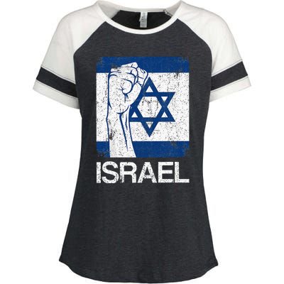 Israeli Flag Vintage Israel Enza Ladies Jersey Colorblock Tee