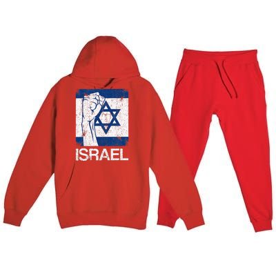 Israeli Flag Vintage Israel Premium Hooded Sweatsuit Set