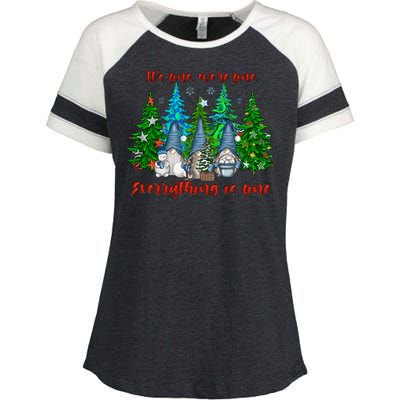 ItS Fine WeRe Fine Everything Is Fine Gnomes Teacher Xmas Cool Gift Enza Ladies Jersey Colorblock Tee