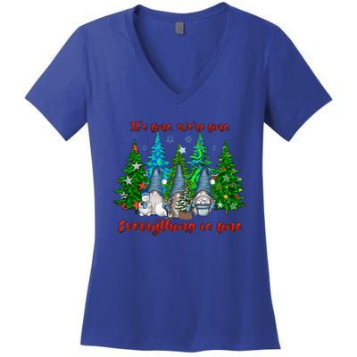 ItS Fine WeRe Fine Everything Is Fine Gnomes Teacher Xmas Cool Gift Women's V-Neck T-Shirt