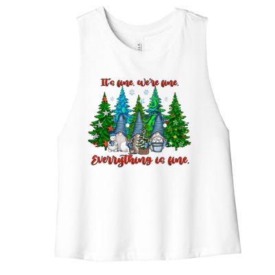 ItS Fine WeRe Fine Everything Is Fine Gnomes Teacher Xmas Cool Gift Women's Racerback Cropped Tank