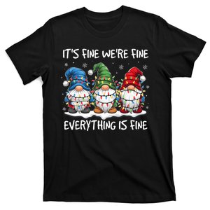 ItS Fine WeRe Fine Everything Is Fine Gnome Teacher Xmas T-Shirt