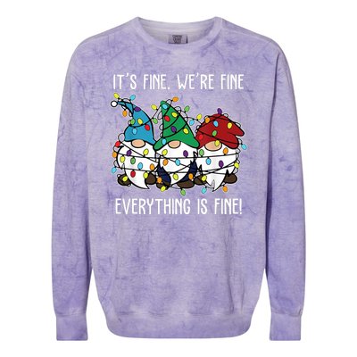 Its Fine Were Fine Everything Is Fine Gnome Funny Christmas Colorblast Crewneck Sweatshirt