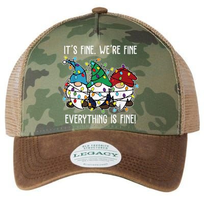 Its Fine Were Fine Everything Is Fine Gnome Funny Christmas Legacy Tie Dye Trucker Hat