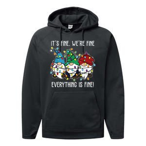 Its Fine Were Fine Everything Is Fine Gnome Funny Christmas Performance Fleece Hoodie