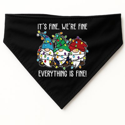 Its Fine Were Fine Everything Is Fine Gnome Funny Christmas USA-Made Doggie Bandana