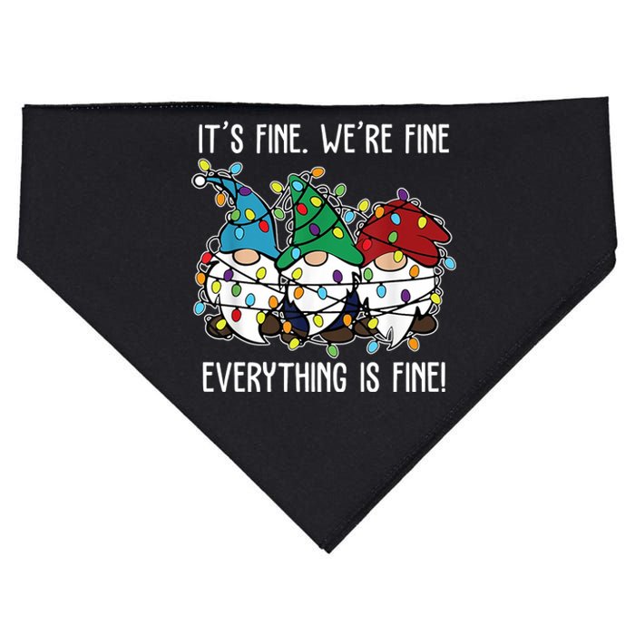 Its Fine Were Fine Everything Is Fine Gnome Funny Christmas USA-Made Doggie Bandana