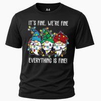 Its Fine Were Fine Everything Is Fine Gnome Funny Christmas Cooling Performance Crew T-Shirt