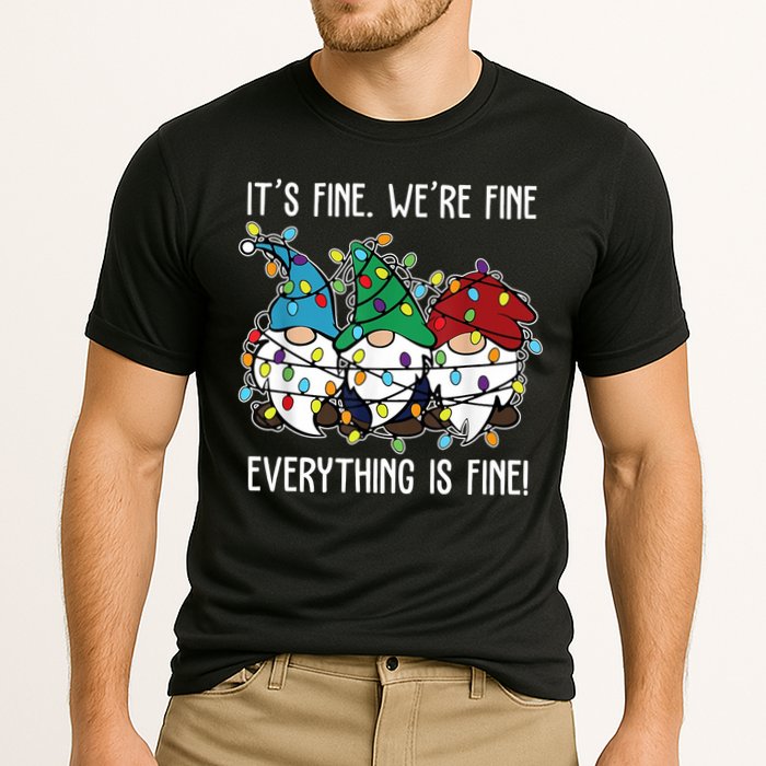 Its Fine Were Fine Everything Is Fine Gnome Funny Christmas Cooling Performance Crew T-Shirt