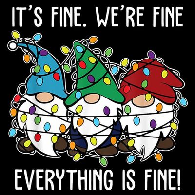 Its Fine Were Fine Everything Is Fine Gnome Funny Christmas T-Shirt