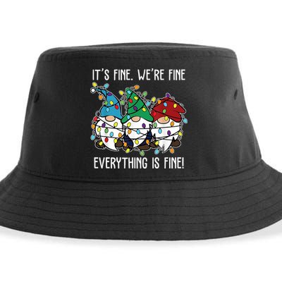 Its Fine Were Fine Everything Is Fine Gnome Funny Christmas Sustainable Bucket Hat