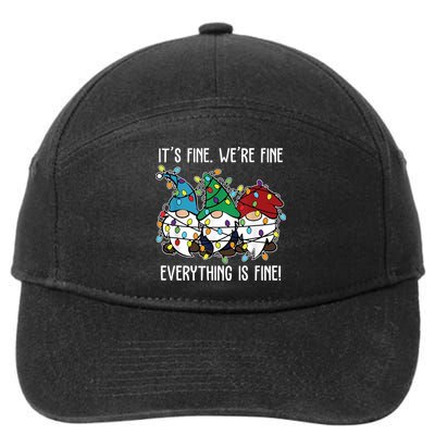 Its Fine Were Fine Everything Is Fine Gnome Funny Christmas 7-Panel Snapback Hat