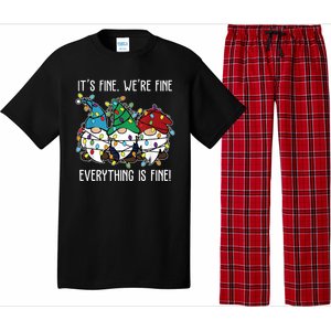 Its Fine Were Fine Everything Is Fine Gnome Funny Christmas Pajama Set