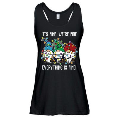 Its Fine Were Fine Everything Is Fine Gnome Funny Christmas Ladies Essential Flowy Tank