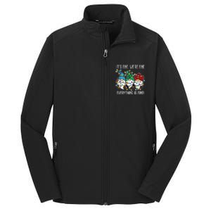 Its Fine Were Fine Everything Is Fine Gnome Funny Christmas Core Soft Shell Jacket