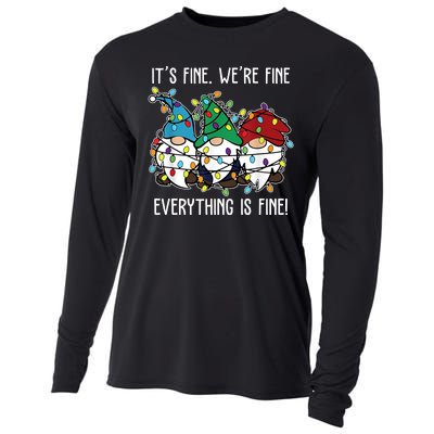 Its Fine Were Fine Everything Is Fine Gnome Funny Christmas Cooling Performance Long Sleeve Crew