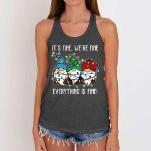 Its Fine Were Fine Everything Is Fine Gnome Funny Christmas Women's Knotted Racerback Tank