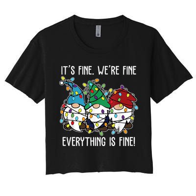 Its Fine Were Fine Everything Is Fine Gnome Funny Christmas Crop Top