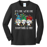 Its Fine Were Fine Everything Is Fine Gnome Funny Christmas Kids Long Sleeve Shirt