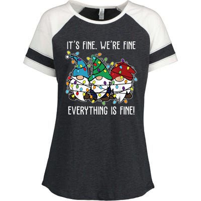 Its Fine Were Fine Everything Is Fine Gnome Funny Christmas Enza Ladies Jersey Colorblock Tee