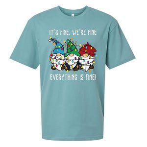 Its Fine Were Fine Everything Is Fine Gnome Funny Christmas Sueded Cloud Jersey T-Shirt