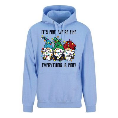 Its Fine Were Fine Everything Is Fine Gnome Funny Christmas Unisex Surf Hoodie