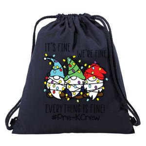 Its Fine Were Fine Gnome Prek Teacher Christmas Light Drawstring Bag