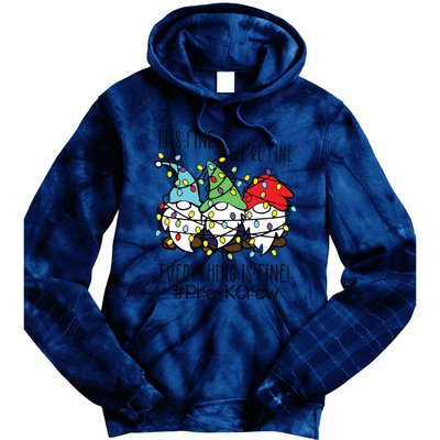 Its Fine Were Fine Gnome Prek Teacher Christmas Light Tie Dye Hoodie