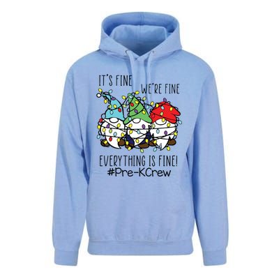 Its Fine Were Fine Gnome Prek Teacher Christmas Light Unisex Surf Hoodie