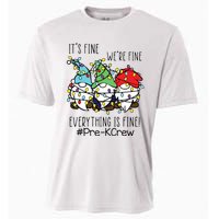 Its Fine Were Fine Gnome Prek Teacher Christmas Light Cooling Performance Crew T-Shirt