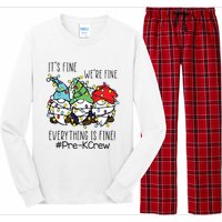 Its Fine Were Fine Gnome Prek Teacher Christmas Light Long Sleeve Pajama Set