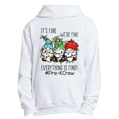 Its Fine Were Fine Gnome Prek Teacher Christmas Light Urban Pullover Hoodie