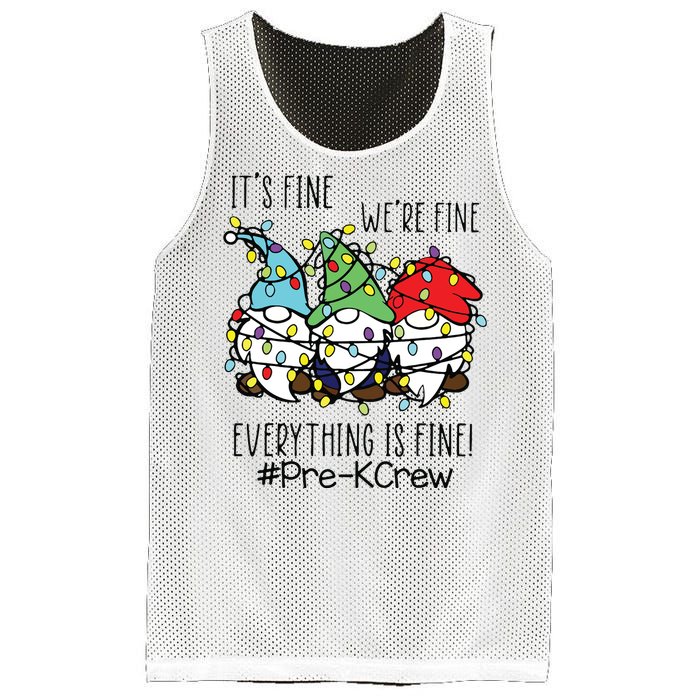 Its Fine Were Fine Gnome Prek Teacher Christmas Light Mesh Reversible Basketball Jersey Tank